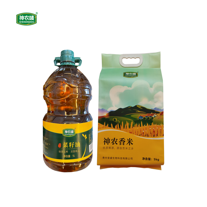 神农唛粮油组合（浓香菜籽油5L/桶+香米5kg/袋）