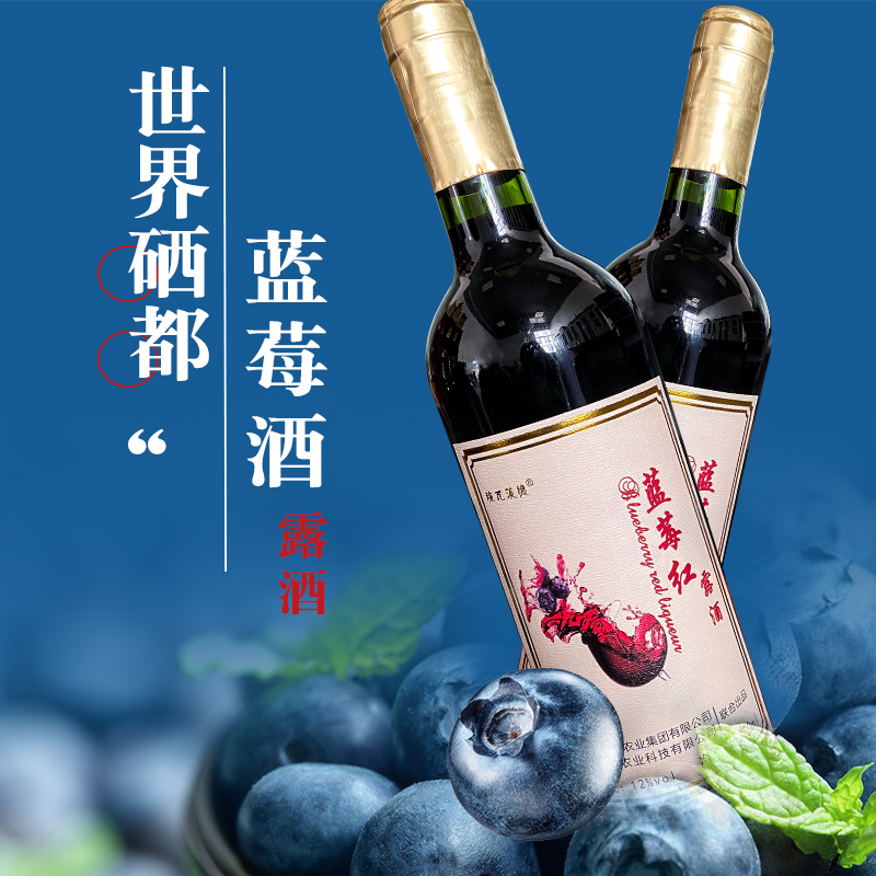 湖北恩施世界硒都蓝莓酒750ml*2瓶（含礼盒）